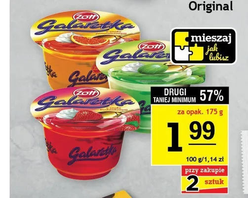 Galaretka o smaku truskawkowym Zott promocja w Gram Market