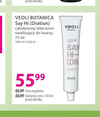 Say Hi (Dration) całodzienny lekki krem nawilżający do twarzy Veoli Botanica promocja w Hebe