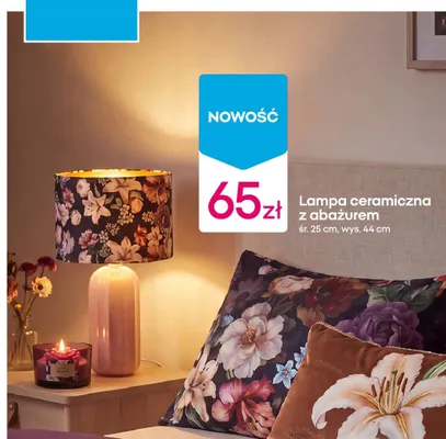 Lampa ceramiczna z abażurem promocja w Pepco