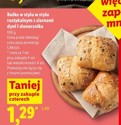 Bułka w stylu rustykalnym z ziarnami dyni i słonecznika promocja w Lidl