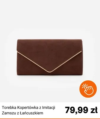 Torebka kopertówka z imitacji zamszu z łańcuszkiem Born2be promocja w Born2be