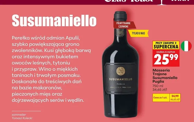 Wino Susumaniello Puglia promocja w Biedronka