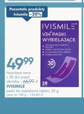 Paski do wybielania zębów Ivismile V34+ promocja w Super-Pharm