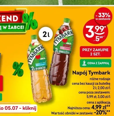 Napój Tymbark jabłko-mięta promocja w Żabka