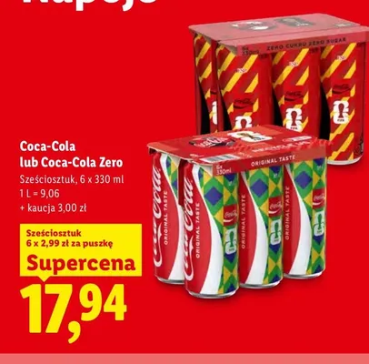 Napój gazowany Coca-Cola 6-pak 330 ml promocja w Lidl