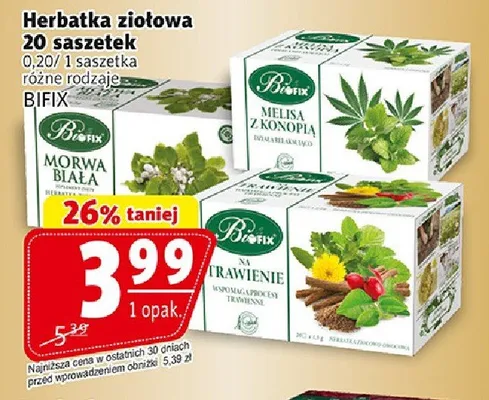 Herbatka ziołowa BiFix Melisa z konopią promocja w Prim Market