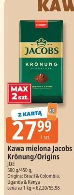 Kawa mielona Jacobs Origins Uganda & Kenya promocja w Leclerc