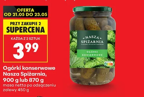 Ogórki konserwowe Nasza Spiżarnia promocja w Biedronka