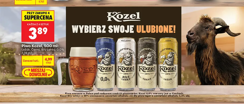Piwo Kozel Černý promocja w Biedronka