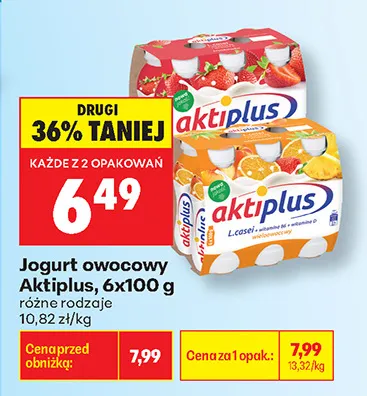 Jogurt owocowy Aktiplus 6-pak promocja w Biedronka