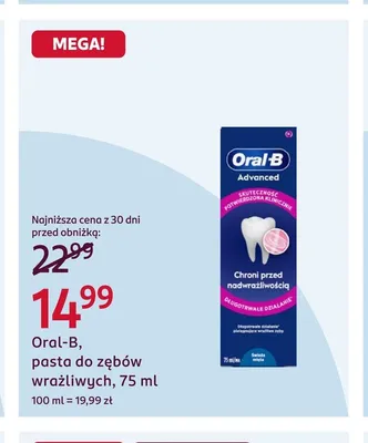 Oral-B pasta do zębów wrażliwych promocja w Rossmann