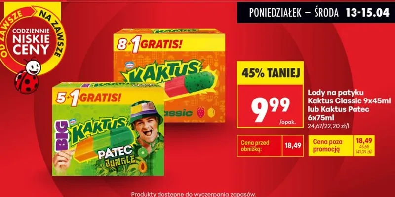 Lody na patyku Patec promocja w Biedronka