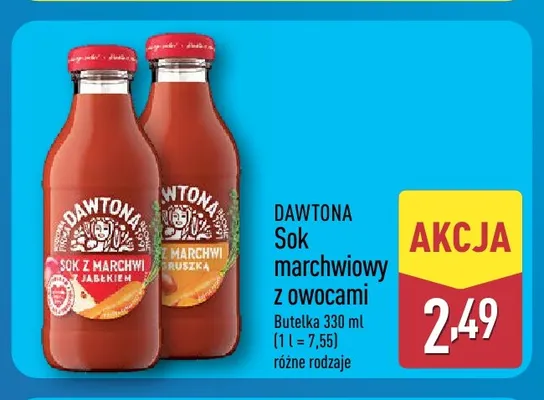 Sok marchwiowy z owocami z jabłkiem Dawtona promocja w Aldi