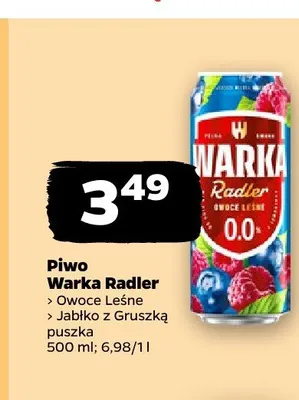 Piwo bezalkoholowe Warka Radler Owoce Leśne puszka promocja w Netto