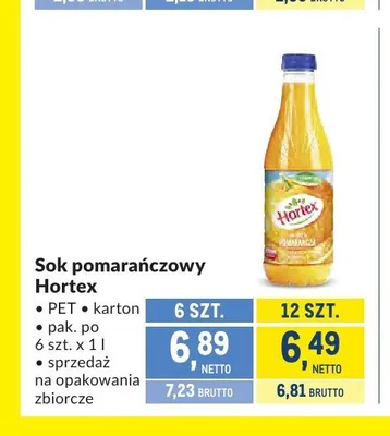 Sok pomarańczowy Hortex promocja w Makro