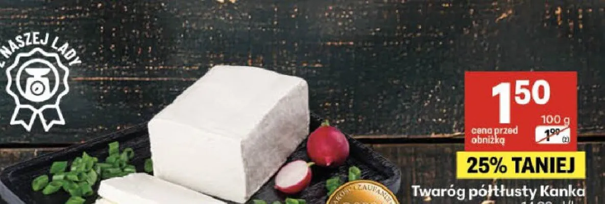 Twaróg półtłusty Kanka promocja w Delikatesy Centrum