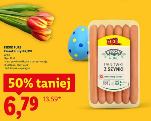 Parówki z szynki XXL Pikok Pure promocja w Lidl