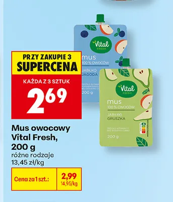 Mus owocowy Vital Fresh jabłko jagoda promocja w Biedronka