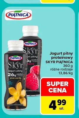 Jogurt pitny proteinowy Skyr wanilia Piątnica promocja w Carrefour