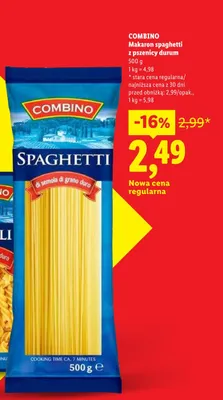 Makaron spaghetti z pszenicy durum Combino promocja w Lidl