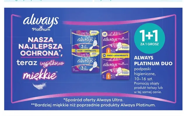 Podpaski higieniczne Always Platinum Duo promocja w Super-Pharm