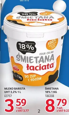 Śmietana 18% Łaciata promocja w Selgros
