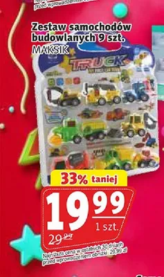 Zestaw samochodów budowlanych 9szt. MAKSIK promocja w Prim Market
