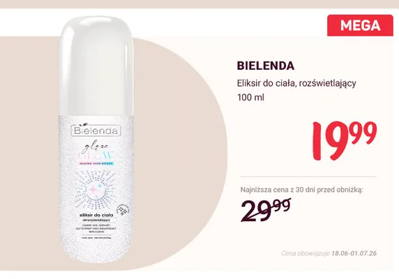 Eliksir do ciała rozświetlający Bielenda promocja w Rossmann