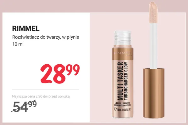 Rozświetlacz do twarzy w płynie Rimmel promocja w Rossmann