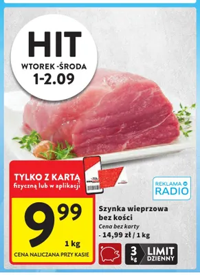 Szynka wieprzowa bez kości promocja w Intermarche