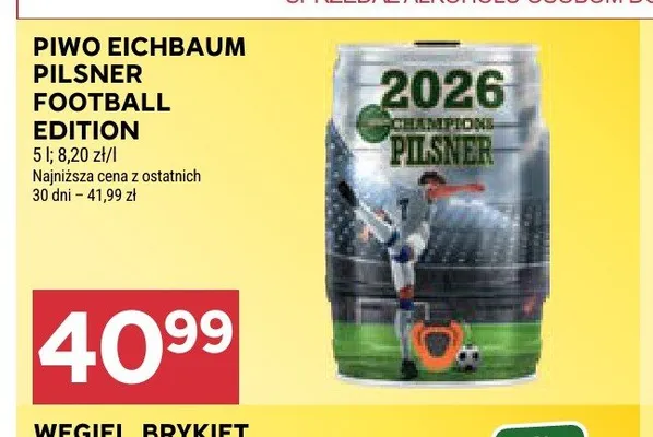 Piwo Eichbaum Pilsner Football Edition promocja w Stokrotka