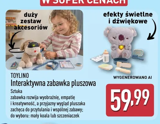Interaktywna zabawka pluszowa szczeniaczek Toylino promocja w Aldi