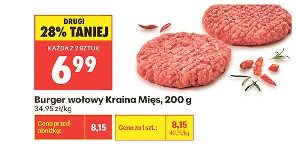 Burger wołowy Kraina Mięs promocja w Biedronka