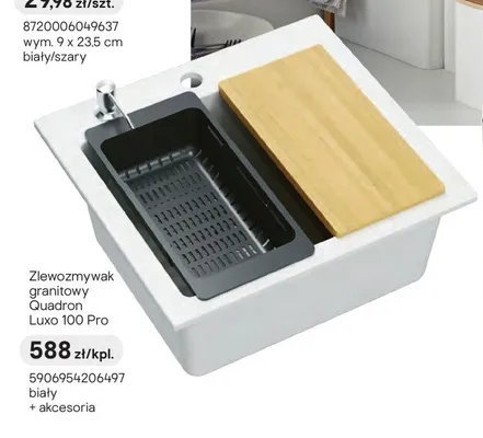 Zlewozmywak granitowy Quadron Luxo 100 Pro biały + akcesoria promocja w Castorama