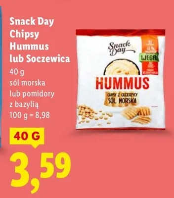 Chipsy Soczewica Snack Day 40 g pomidory z bazylią promocja w Lidl