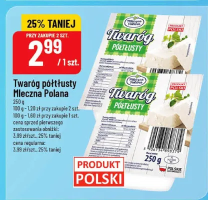 Twaróg półtłusty promocja w POLOmarket