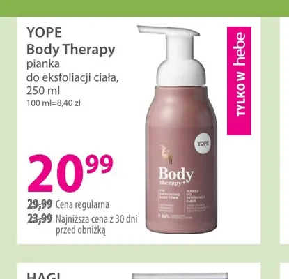 Body Therapy pianka do eksfoliacji ciała Yope promocja w Hebe