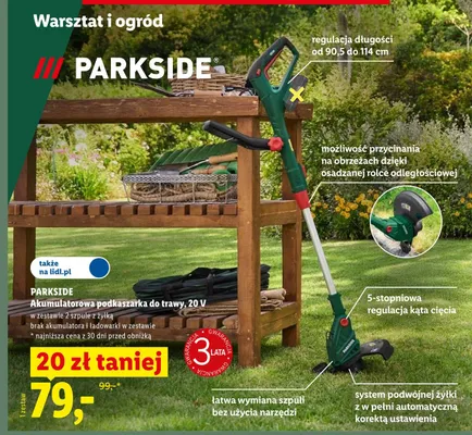Akumulatorowa podkaszarka do trawy PARKSIDE 20V promocja w Lidl