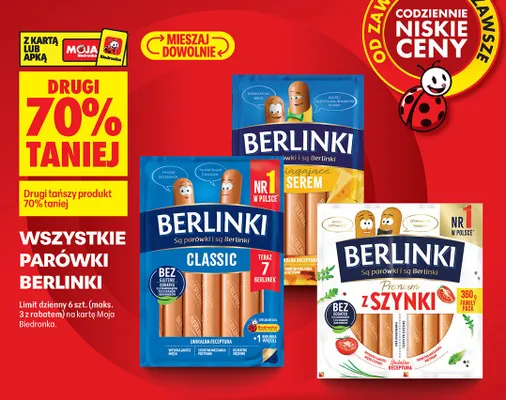 Wszystkie parówki DRUGIE -70% promocja w Biedronka