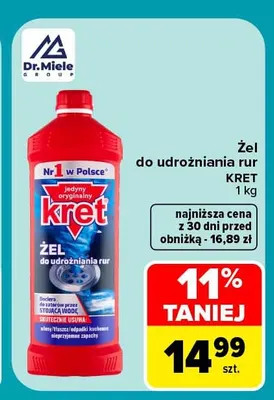 Żel do udrożniania rur Kret promocja w Carrefour
