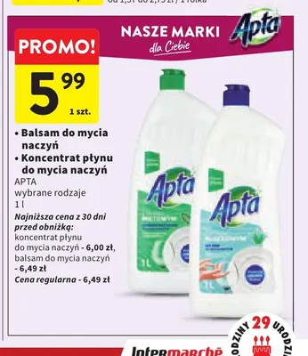 Balsam do mycia naczyń Apta promocja w Intermarche