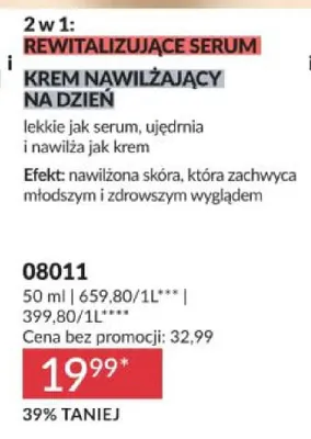 2 w 1: Rewitalizujące serum i krem nawilżający na dzień Avon Skin Revitalise promocja w AVON