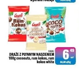 Draże z płynnym nadzieniem Casali Rum Kokos White promocja w Tomi Markt