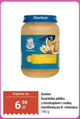 Deser Gerber Szarlotka jabłka z biszkoptem i nutką waniliową po 8. miesiącu promocja w Biedronka