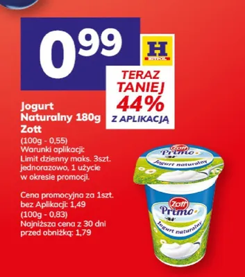 Jogurt naturalny Zott promocja w Hitpol