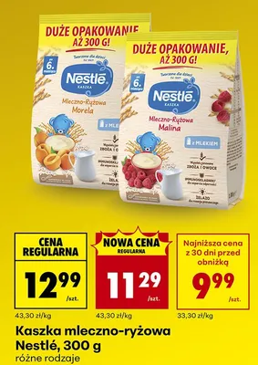 Kaszka mleczno-ryżowa 300 g, różne rodzaje promocja w Biedronka