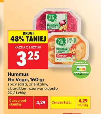 Hummus orientalny Go Vege promocja w Biedronka
