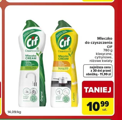 Mleczko do czyszczenia Cif Cleanboost różowe kwiaty promocja w Carrefour Market