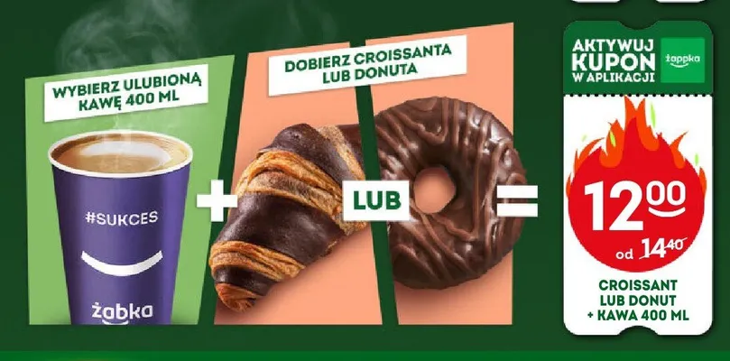 Croissant lub donut + kawa 400ml promocja w Żabka