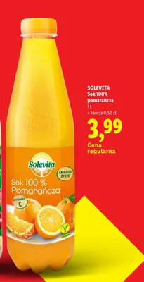 Sok pomarańcza Solevita 100% promocja w Lidl